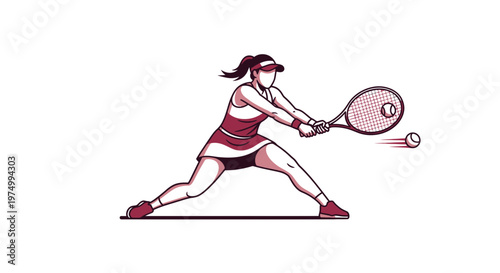 Dynamic Tennis Player Executing a Powerful Forehand Shot