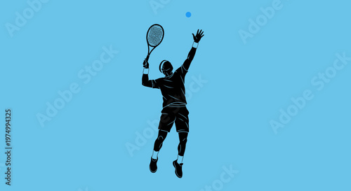 Dynamic Tennis Player Silhouette Serving A Ball In Mid Air
