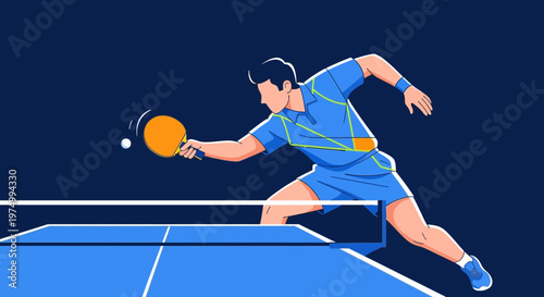 Dynamic Table Tennis Player Captures Intense Match Action Minimalist Style