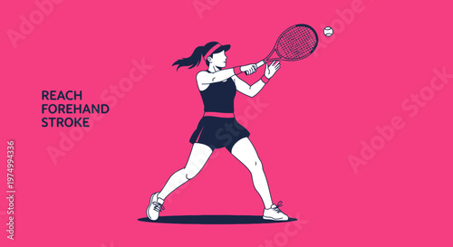 Dynamic Tennis Player Executing A Powerful Forehand Stroke With Focus