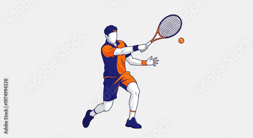 Dynamic Tennis Player Executing A Powerful Forehand Stroke