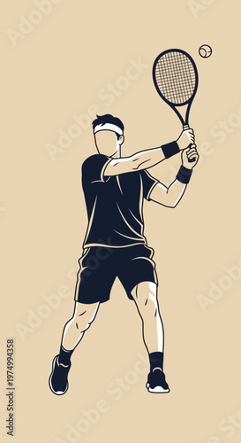 Dynamic Tennis Player Executing A Powerful Forehand Shot