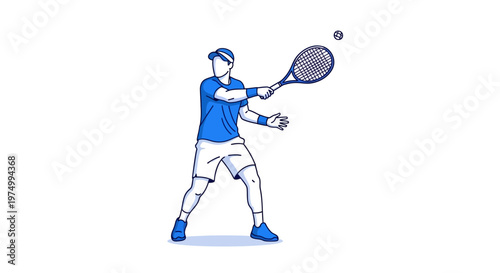 Dynamic Tennis Player Silhouette Swinging Racket Mid-Match Action