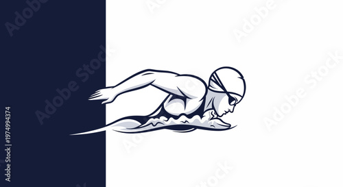 Dynamic Swimmer Silhouette Capturing Aquatic Motion