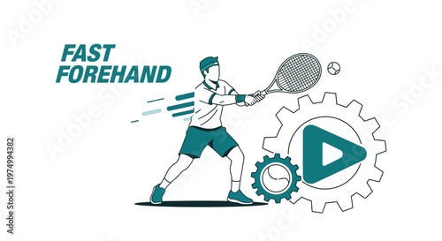 Dynamic Tennis Player Executing A Powerful Forehand Stroke