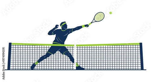 Dynamic Tennis Player Silhouette Dominating The Court