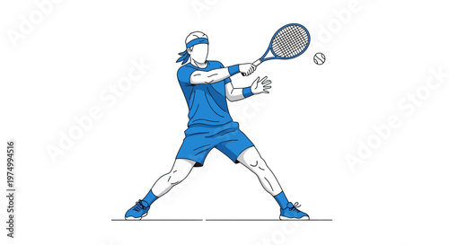 Dynamic Tennis Player Executing a Powerful Shot in Athletic Apparel