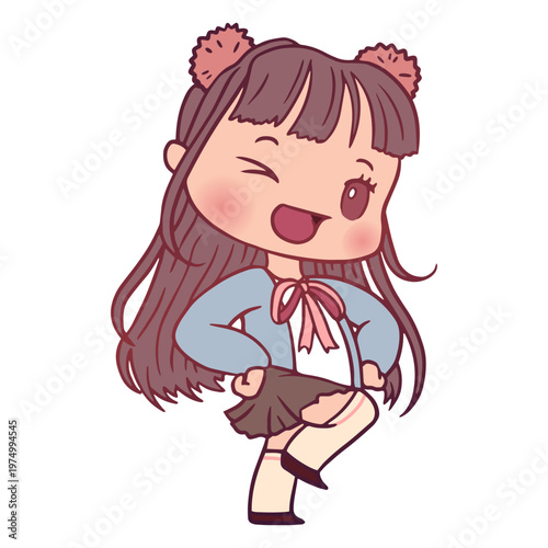 Kawaii little girl winking