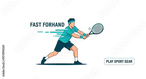 Dynamic Tennis Player Executing a Swift Forhand Strike Capturing Athletic Movement