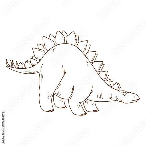 Playful stegosaurus line drawing design