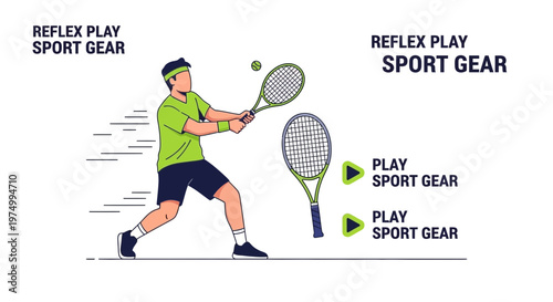 Dynamic Tennis Player Illustration For Sports Gear Promotion