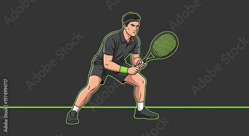 Dynamic Tennis Player Illustration Ready For Action