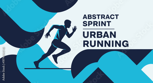 Dynamic Urban Runner Silhouette Captures Abstract Sprint Energy