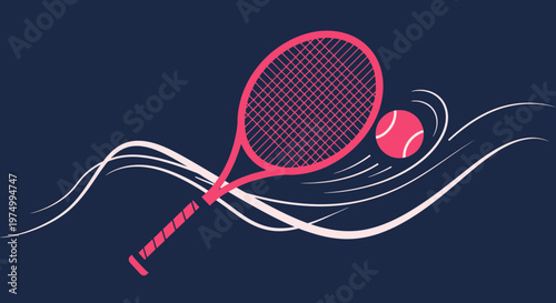 Dynamic Tennis Racquet And Ball Motion Graphic Sport Abstract