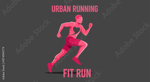 Dynamic Urban Runner With Heart Symbol Embodying Vitality And Fitness