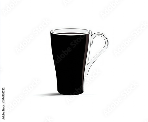 mug silhouette , black and white illustration isolated on white background