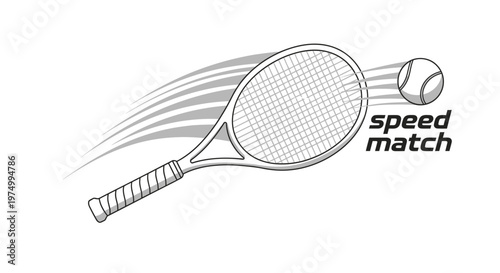 Dynamic Tennis Racquet And Ball Motion Speed Concept