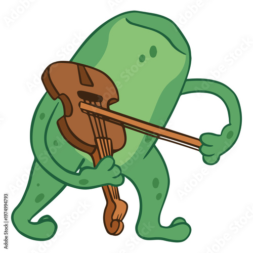 Violinist frog performing