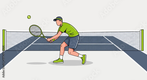 Dynamic Tennis Player In Action On Court