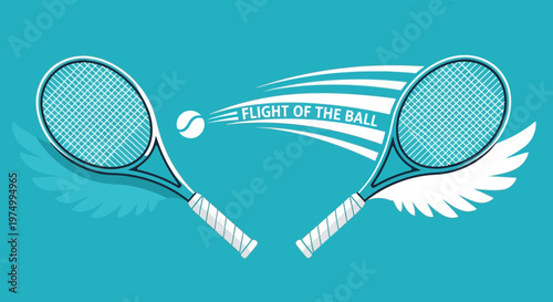 Dynamic Tennis Racquets Illustrating Ball Flight And Victory