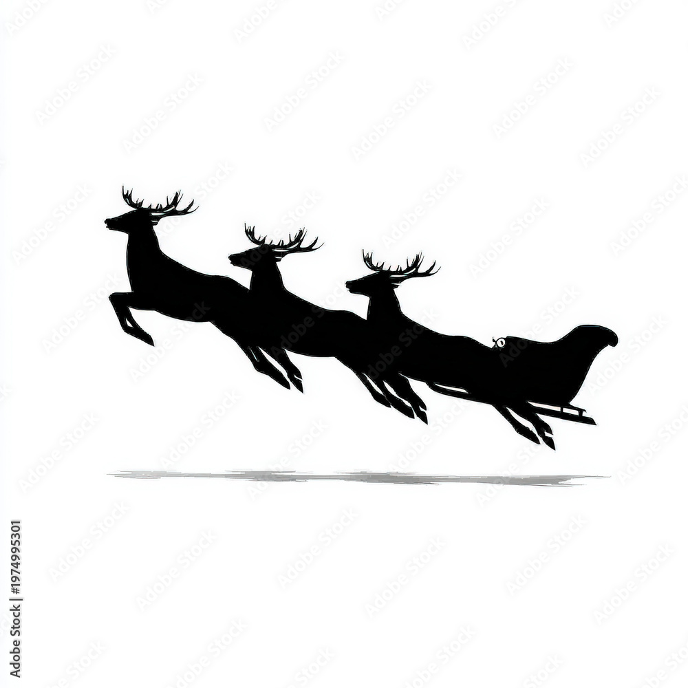 Fototapeta premium Fine Sleigh silhouette flying