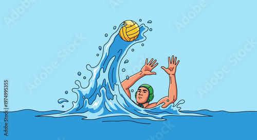 Dynamic Water Polo Player Action Shot With Splash