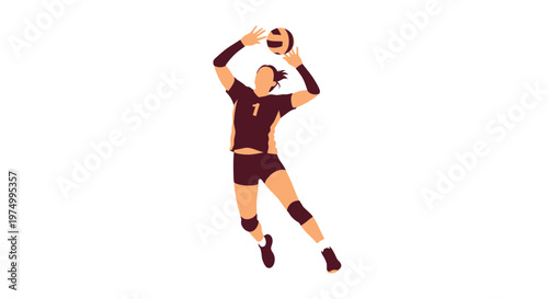 Dynamic Volleyball Player Serving The Ball Athletic Action Isolated Illustration
