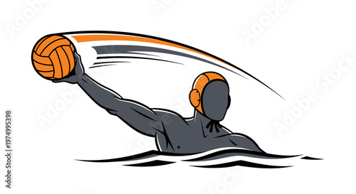 Dynamic Water Polo Player Action Shot with Ball Toss