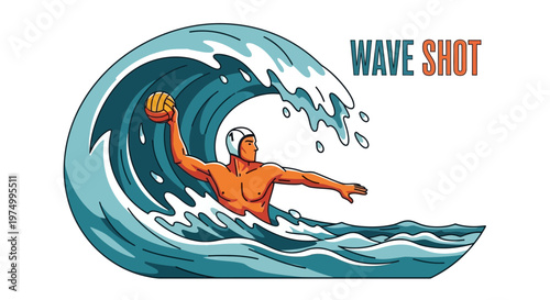 Dynamic Water Polo Player Capturing The Wave Shot