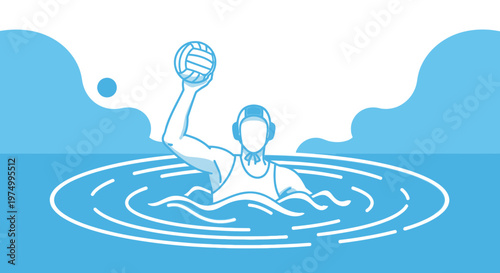 Dynamic Water Polo Player Captures Sporting Action