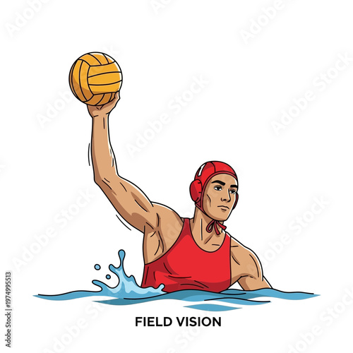 Dynamic Water Polo Player Capturing Ball in Action