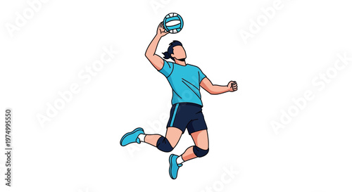 Dynamic Volleyball Spike Illustration Capturing Athletic Momentum And Energetic Action