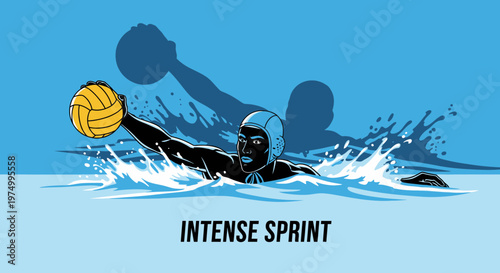 Dynamic Water Polo Player Excelling In Competitive Aquatic Sport Action