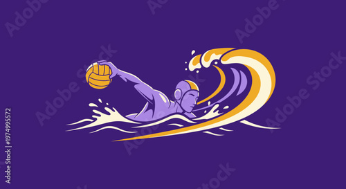 Dynamic Water Polo Player Dominating Waves In Action Shot