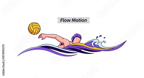 Dynamic Water Polo Player Captures The Ball In Flowing Waves