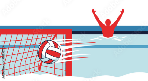 Dynamic Water Polo Action Goal Scored Player Celebrates Victory