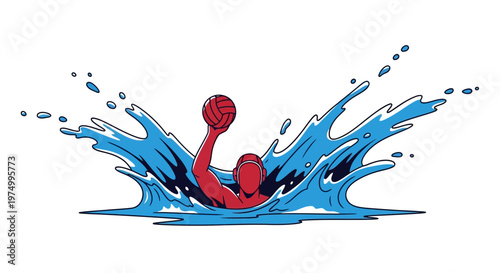 Dynamic Water Polo Action Splashing Through The Waves