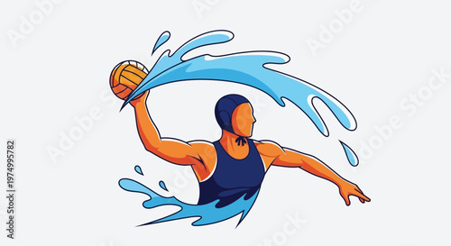Dynamic Water Polo Athlete Action Shot Athletic Splash