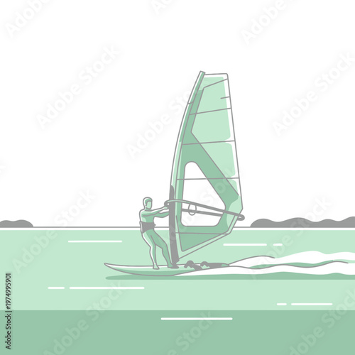 Dynamic Wind Surfer Riding Waves Capturing The Essence Of Water Sports Adventure