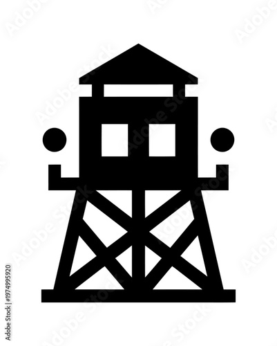 Vector of a guard tower with two searchlights and a platform.