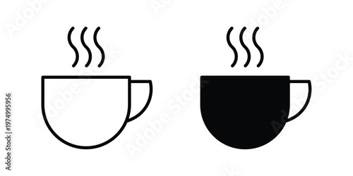 Hot tea icon on white background. linear pictogram. Flat symbols