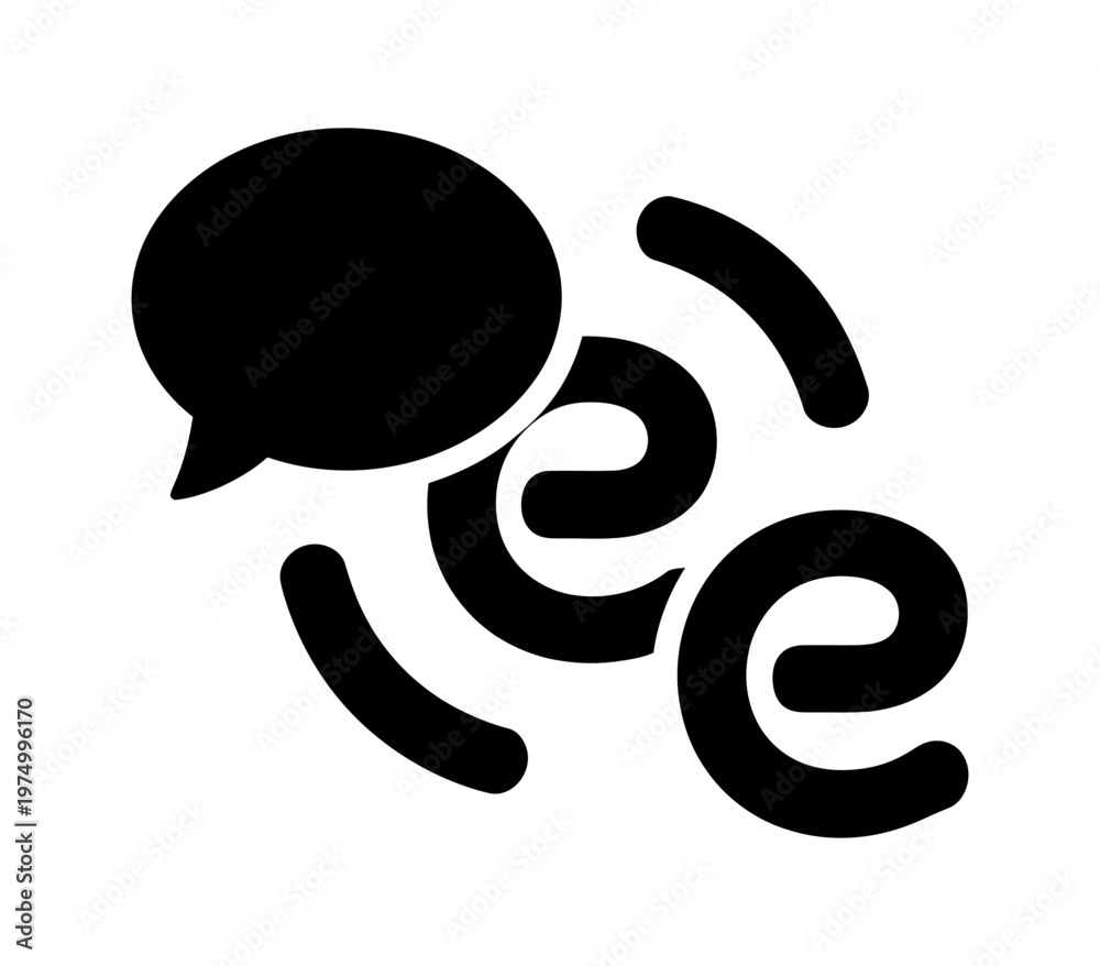 Obraz premium Vector icon featuring a speech bubble and stylized lowercase letters ee