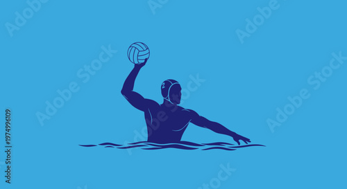 Dynamic Water Polo Player Silhouette Graphic Art