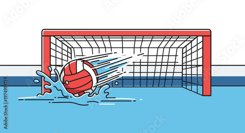 Dynamic Water Polo Ball Splashing Towards The Goal