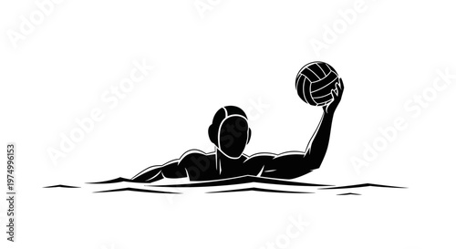 Dynamic Water Polo Player Silhouette Action Sport Illustration