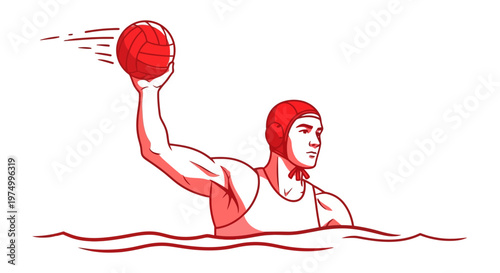 Dynamic Water Polo Player Throwing Ball Action Shot