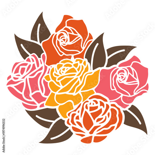 Bouquet of roses cut out