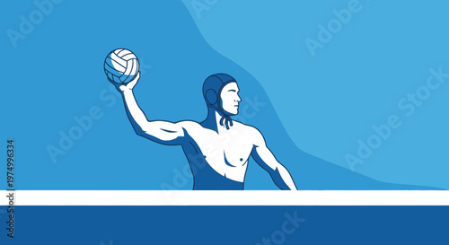 Dynamic Water Polo Player Throws Ball With Skill And Strength