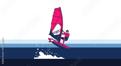 Dynamic Windsurfer Captures Extreme Water Sport Action