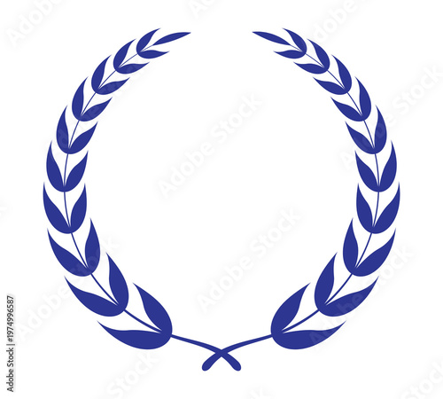 Blue Laurel Wreath Vector Illustration